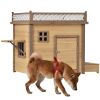 31.5' Wooden Dog House Puppy Shelter Kennel Outdoor & Indoor Dog crate, with Flower Stand, Plant Stand, With Wood Feeder