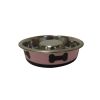 Slow Feeder Spill Proof Pet Bowl with Rubber Base and Bone Design; Pink and Black