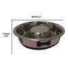 Slow Feeder Spill Proof Pet Bowl with Rubber Base and Bone Design; Pink and Black