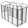 6.9 x 3.3 x 5.6 ft Dog Kennel with Waterproof Cover, Welded Wire Outdoor Dog Playpen, Black