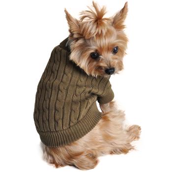 Combed cotton knit dog sweater herb green at Special Doggie