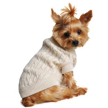 Combed cotton knit dog sweater oatmeal