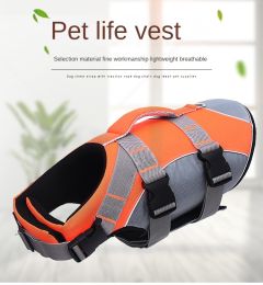 Dog Life Jacket; Dog Lifesaver Vests with Rescue Handle for Small Medium and Large Dogs; Pet Safety Swimsuit Preserver for Swimming Pool Beach Boating (colour: black)